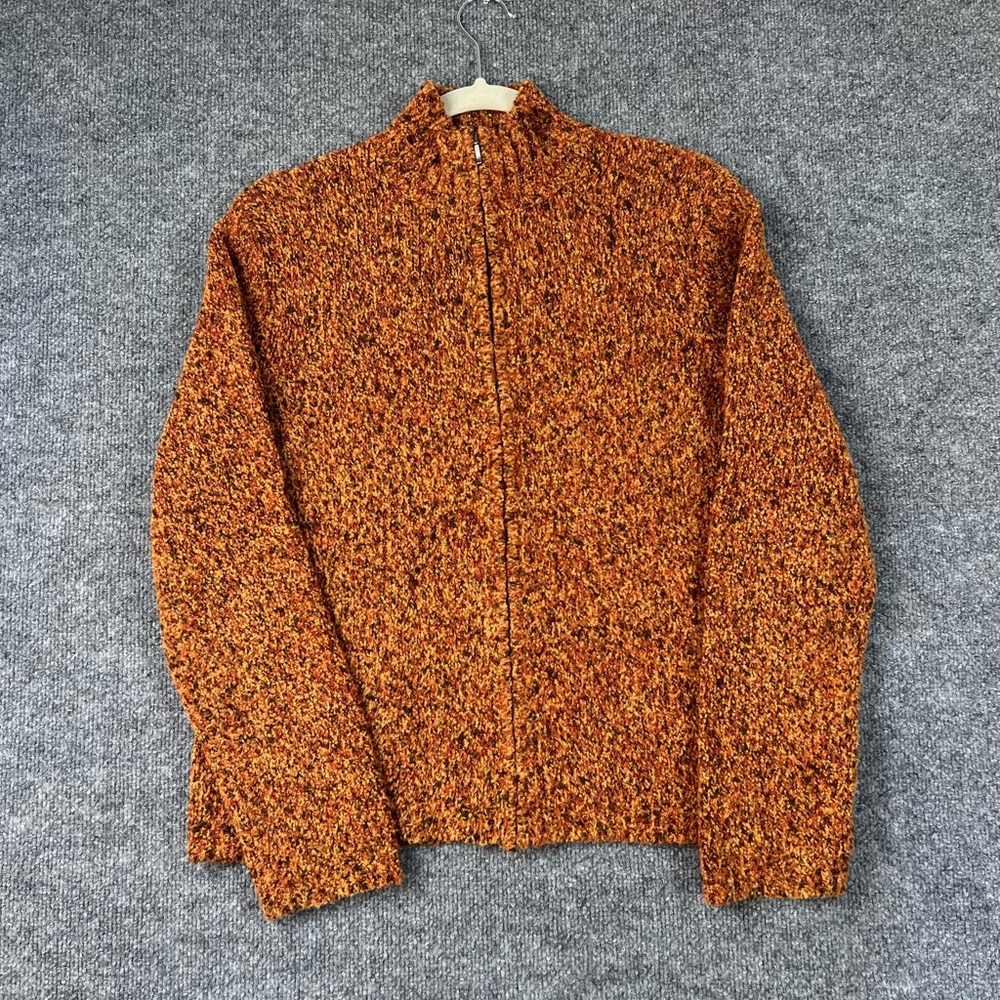 Vintage Jones Sport Jacket Women's  Size Large Orange Zip Up Knit‎ Long Sleeve